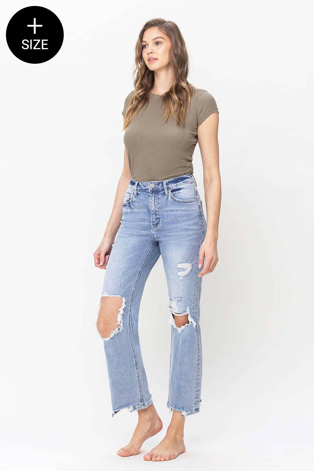 PLUS SIZE 90'S SUPER HIGH RISE STRAIGHT JEANS
